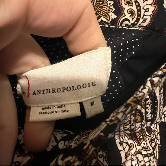 Anthro Eula Pintucked Skirt Paisley Black White Cream size Medium - Picture 5 of 7